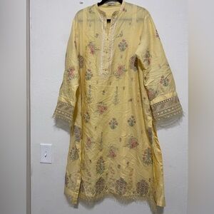 Zara Shajahan Yellow Embroidered Kurta Set